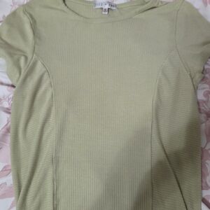 Lime Green Ribbed Short Sleeve Top